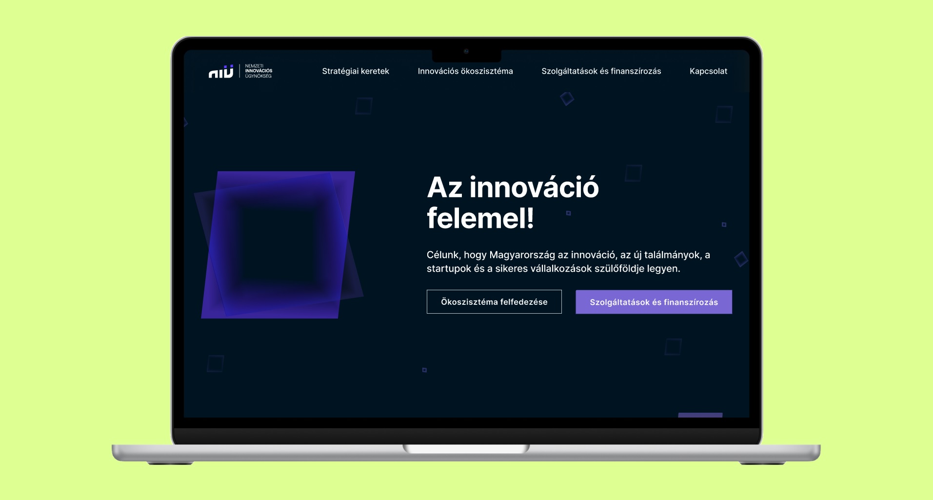 Macbook mockup with National Innovation Agancy website